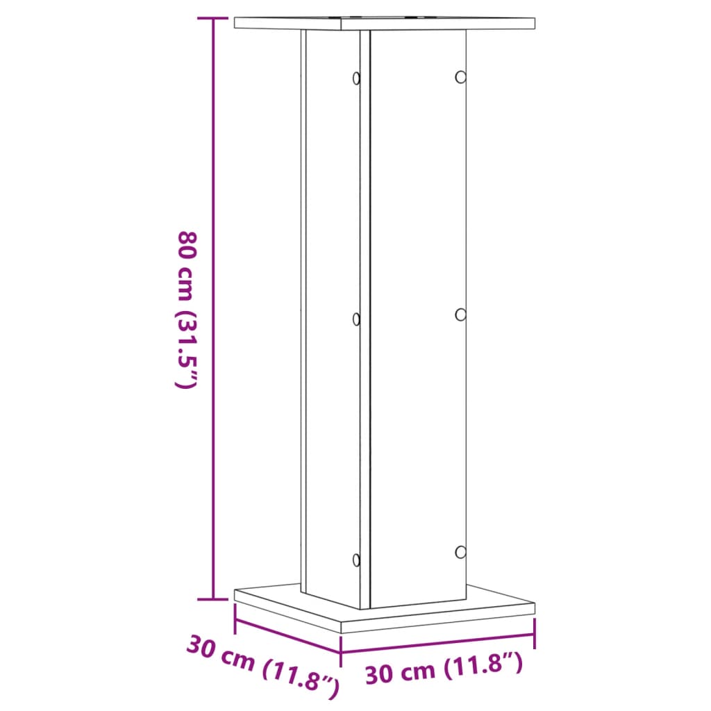 vidaXL Plöntustandar 2 stk Svört 30x30x80 cm Samsettur Viður