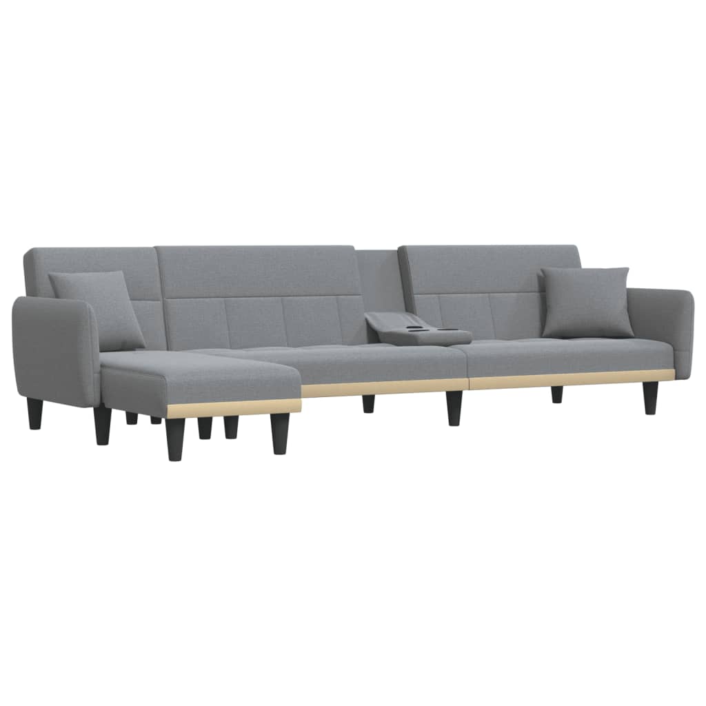 vidaXL L-laga Svefnsófi 275x140x70 cm Ljósgrátt Tauáklæði