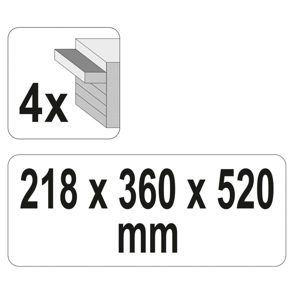 YATO Verkfærakassi með 4 skúffum 52x21,8x36 cm
