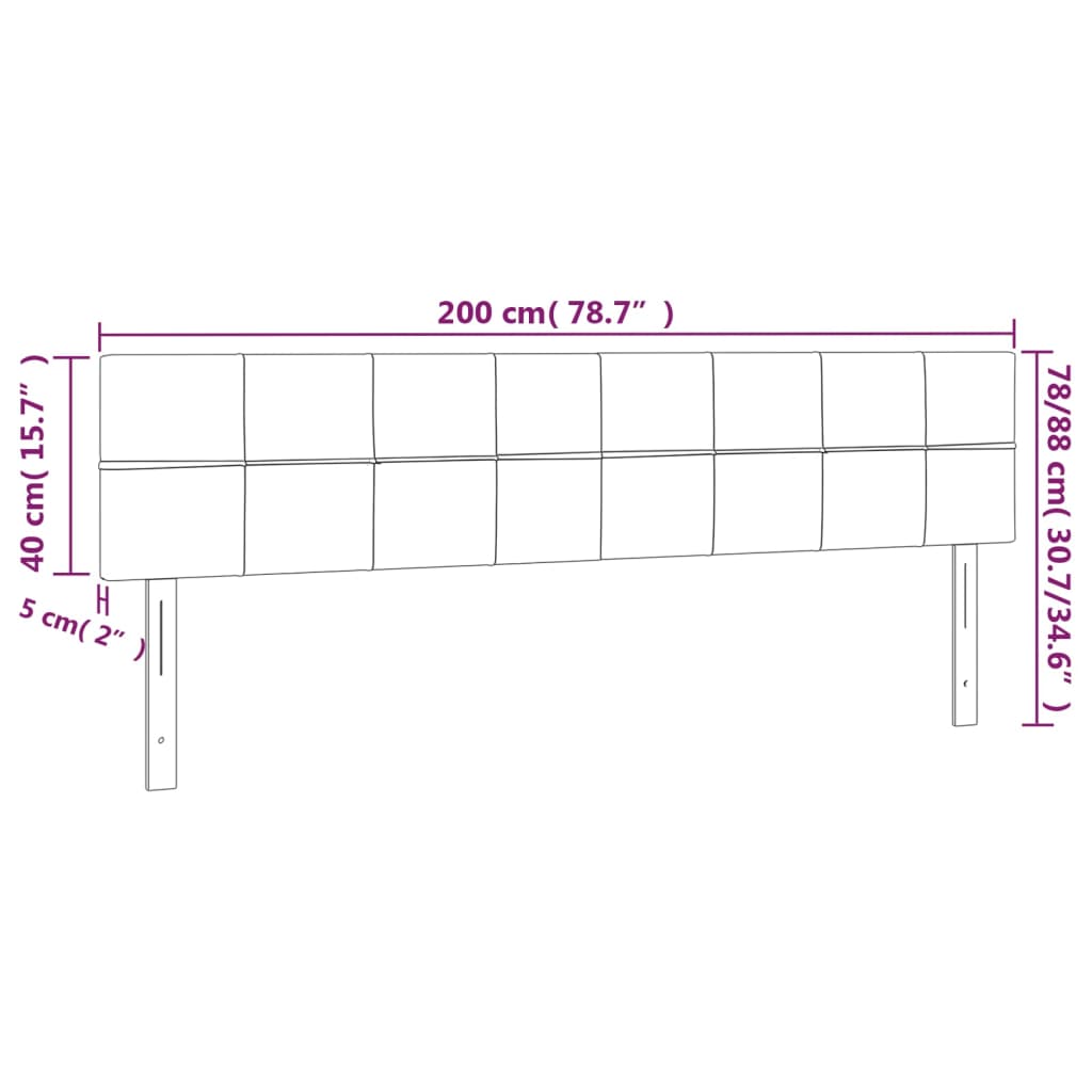 vidaXL LED Höfðagafl 200x5x78/88 cm Svart Flauel