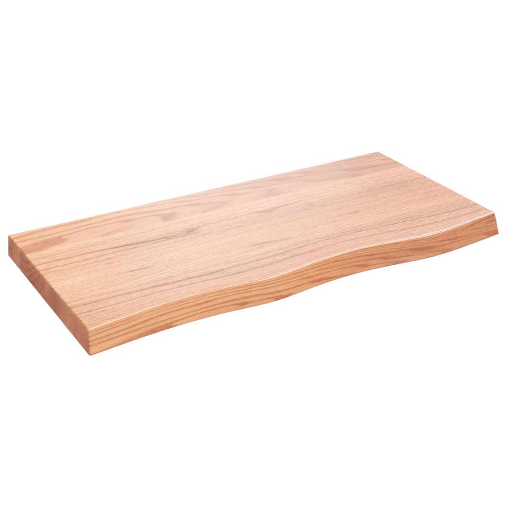 vidaXL Vegghilla Ljósbrún 100x50x(2-6) cm Meðhöndluð Gegnheil Eik