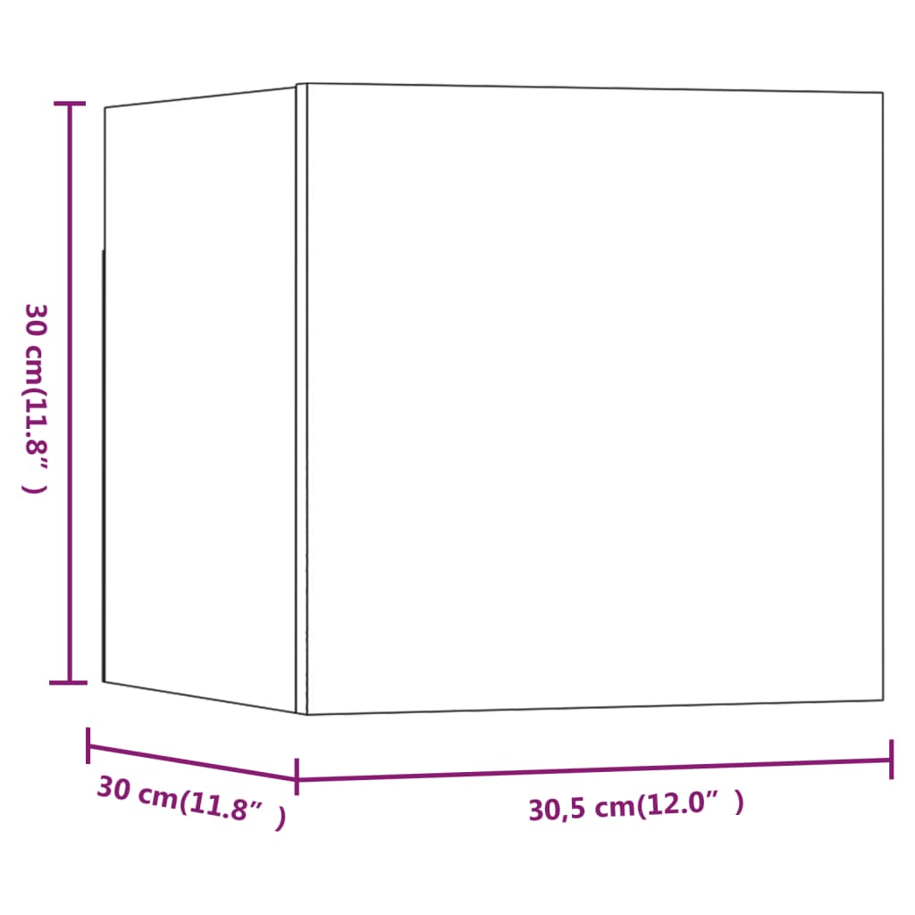 vidaXL vegghengdir sjónvarpsskápar 8 stk Brúnn Eik 30,5x30x30 cm