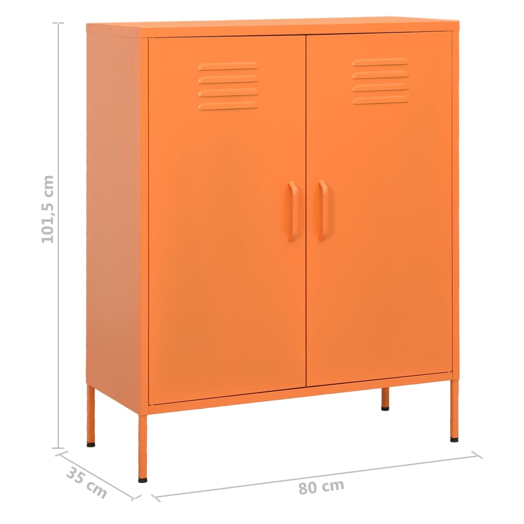 vidaXL Geymsluskápur Appelsínugul 80x35x101,5 cm Stál