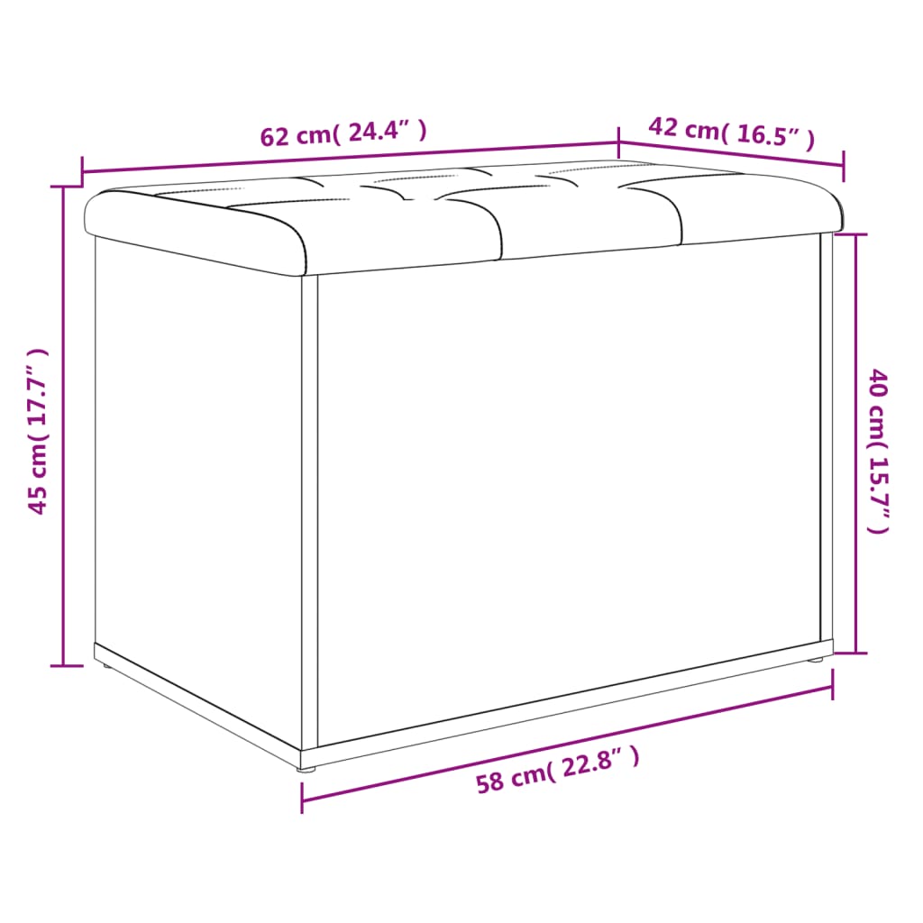 vidaXL Geymslubekkur Steypugrár 62x42x45 cm Samsettur Viður