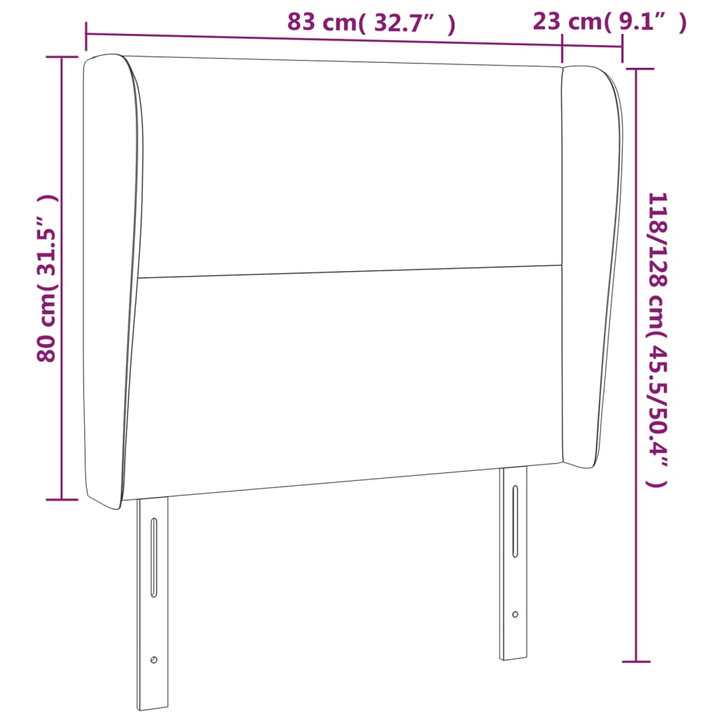 vidaXL Höfðagafl með Eyrum 83x23x118/128 cm Blátt Efni