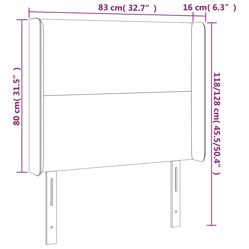 vidaXL LED höfuðgafl Svart 83x16x118/128 cm Leðurlíki