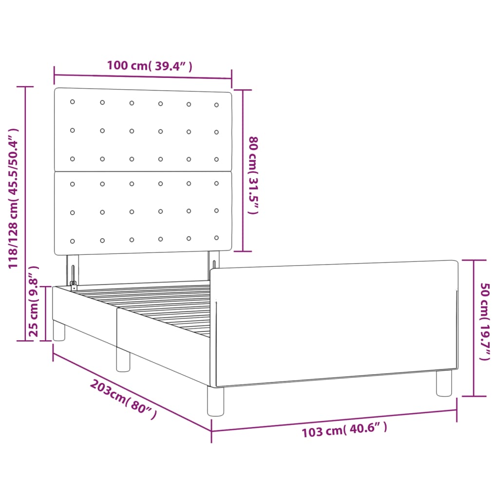 vidaXL Rúmgrind með Höfðagafli Bleik 100x200 cm Flauel