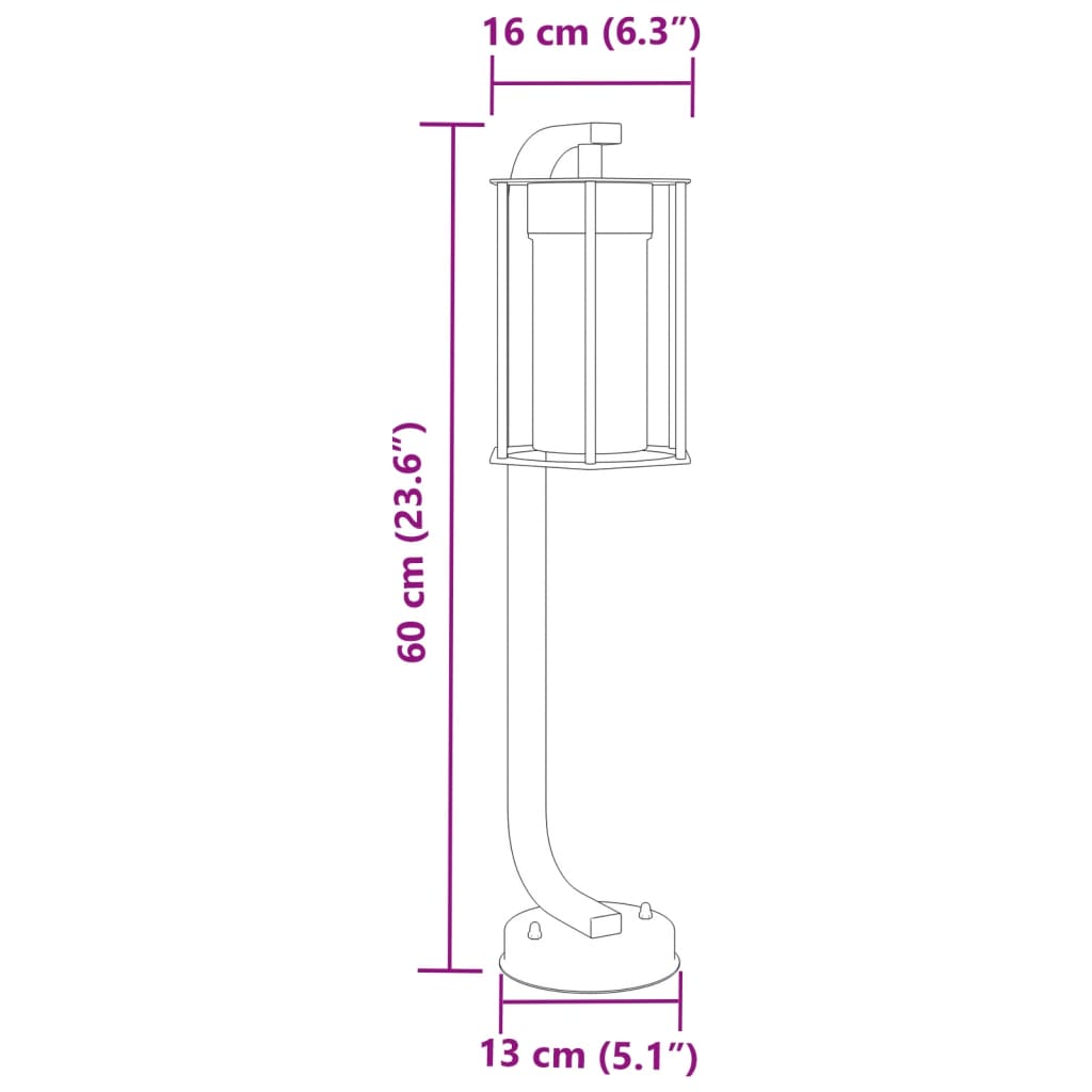 vidaXL Útiljós Frístandandi 60 cm Svart Ryðfrítt Stál