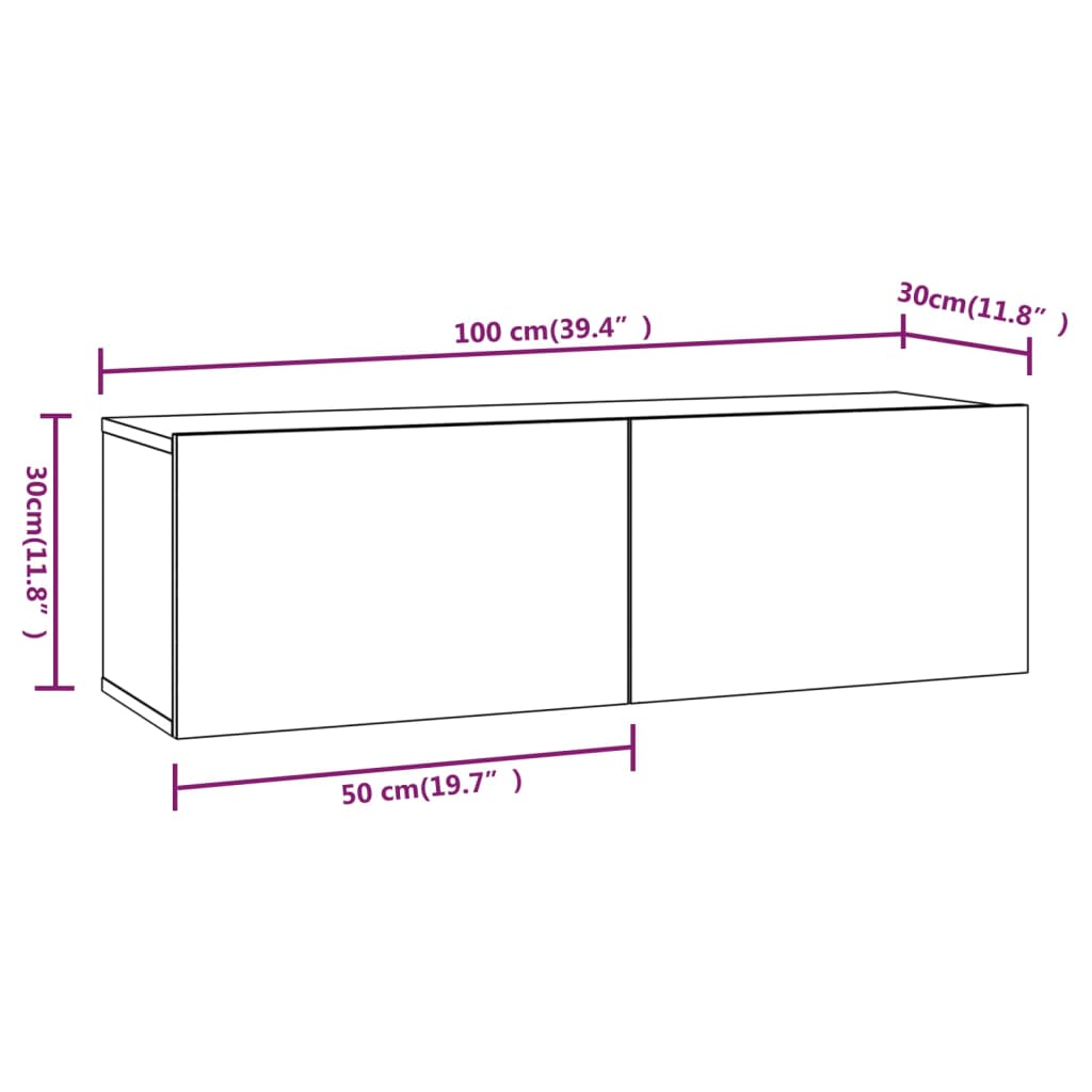 vidaXL Sjónvarpsveggskápur Reyklituð Eik 100x30x30 cm Samsettur viður