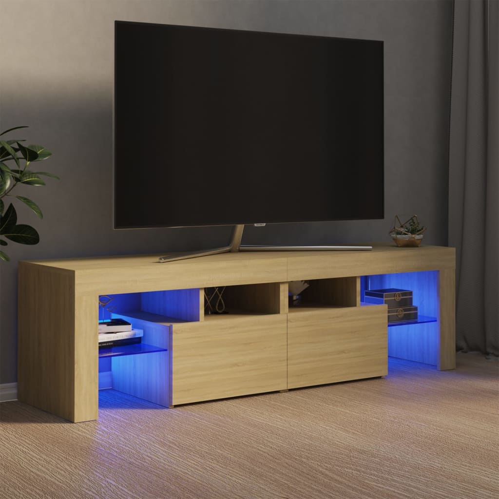 804367 vidaXL TV Cabinet with LED Lights Sonoma Oak 140x35x40 cm