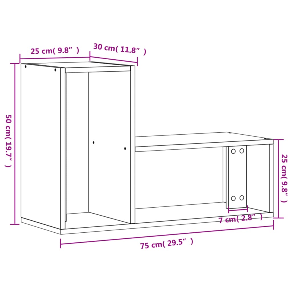 vidaXL Sjónvarpsskápar 2 stk. Eikarlitur 75x30x50 cm Samsettur viður