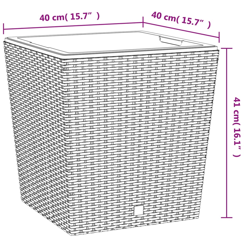 vidaXL Gróðurker með Lausum Innri Potti Reykgrátt 37/64 L PP Rattan