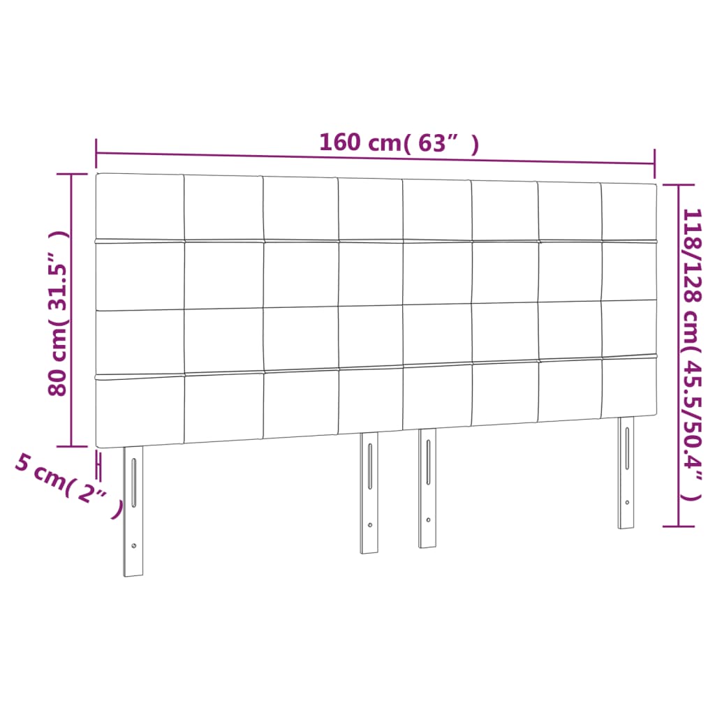 vidaXL Höfðagaflar 4 stk. 80x5x78/88 cm Svart Flauel