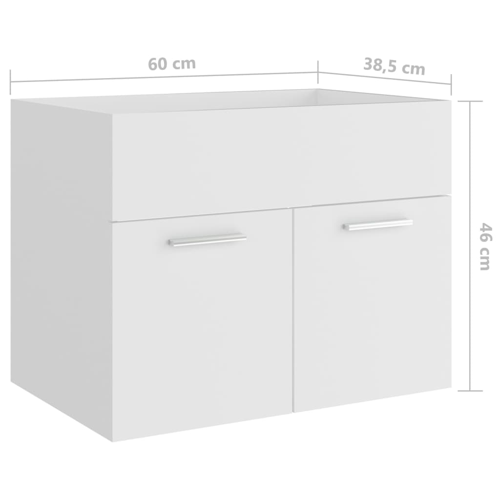 804647 vidaXL Sink Cabinet White 60x38,5x46 cm Chipboard