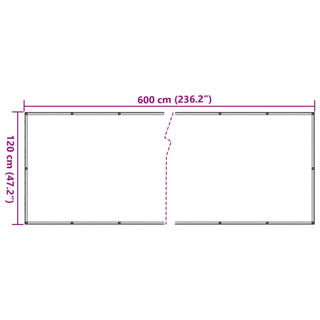 vidaXL Skjólveggur á Svalir Rjómahvítur 600x120 cm PVC