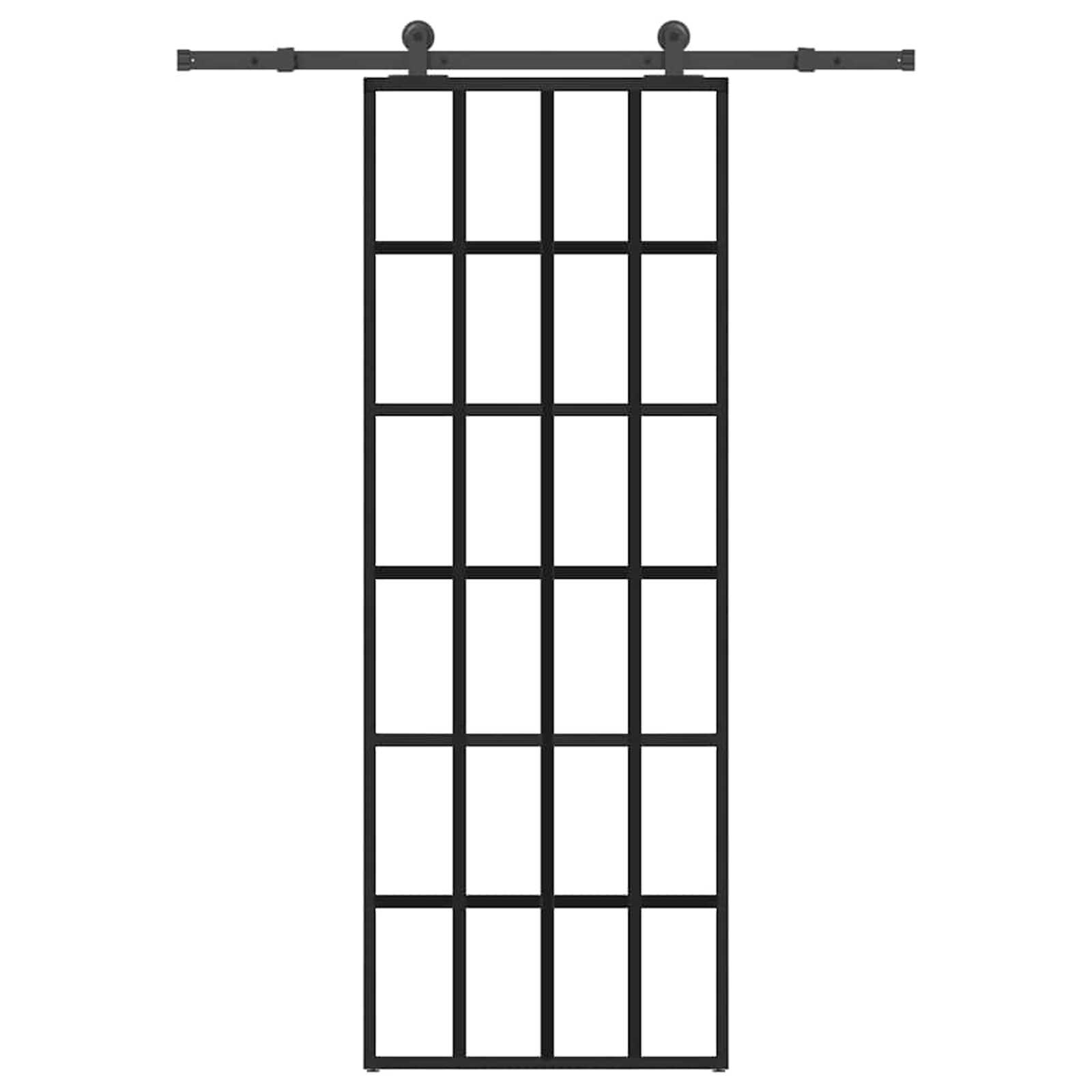 vidaXL Rennihurð með vélbúnaðarsetti 76x205 cm ESG gler og ál | vidaXL.is