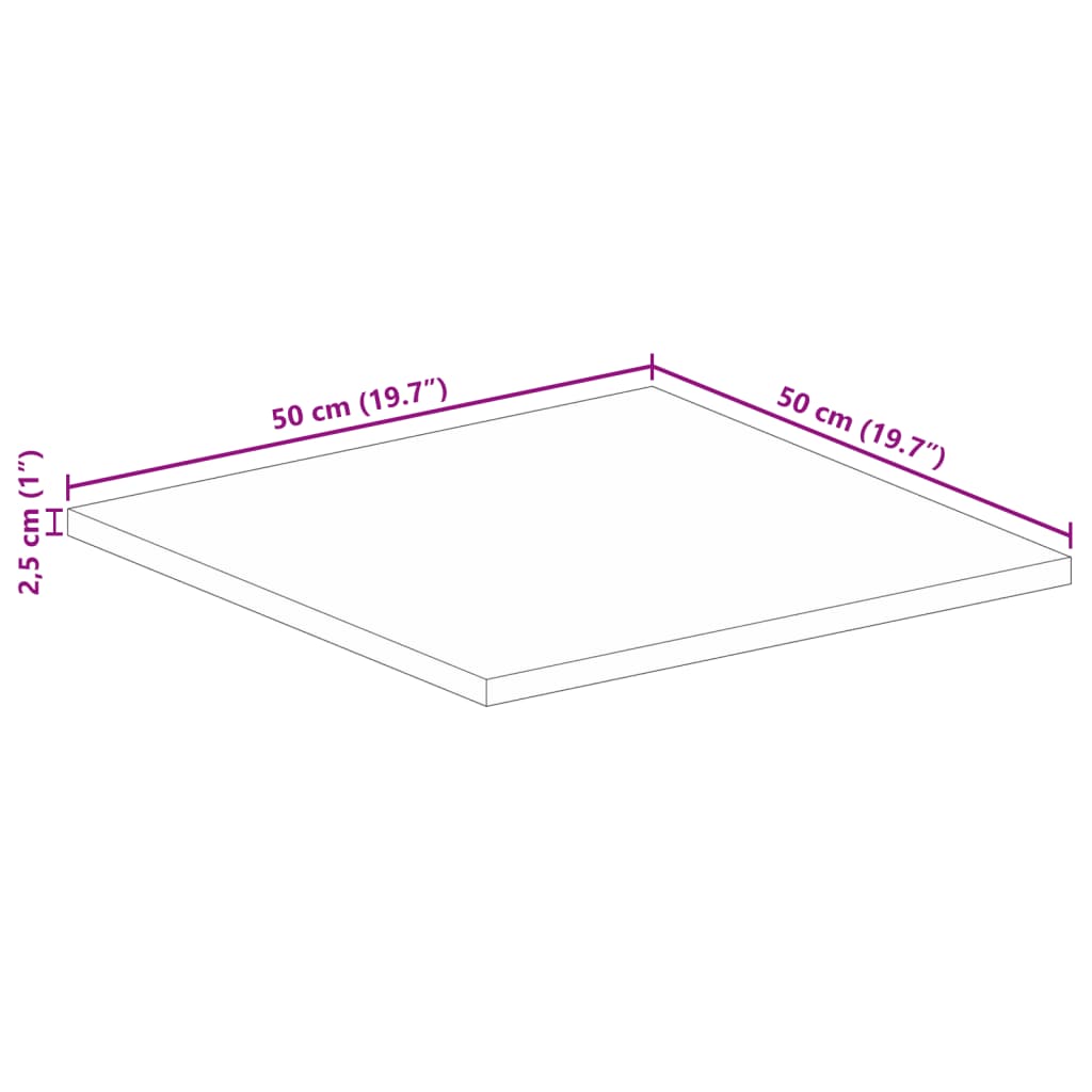 vidaXL Borðplata 50x50x2,5 cm Ferningur Gegnheil Akasía