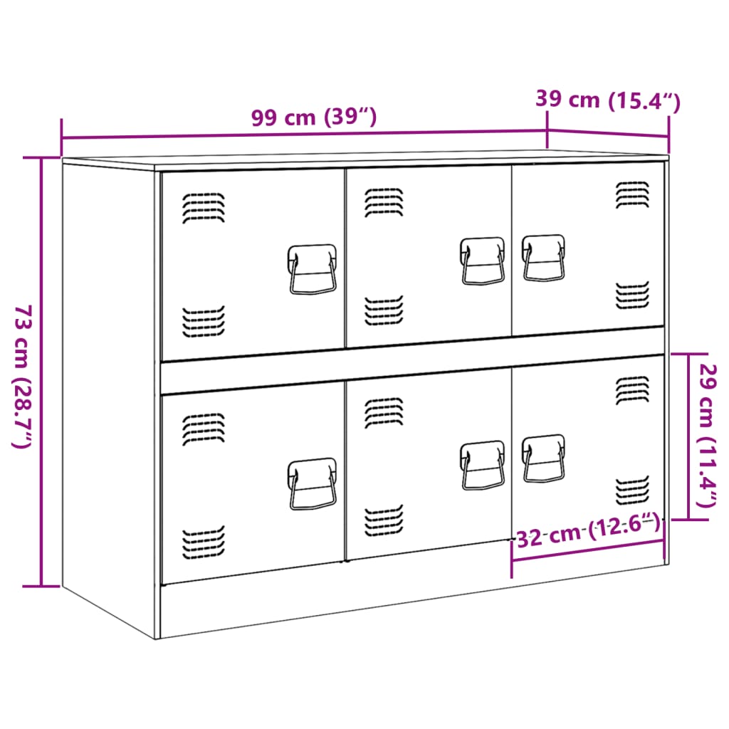 vidaXL Skenkur Bleikur 99x39x73 cm Stál