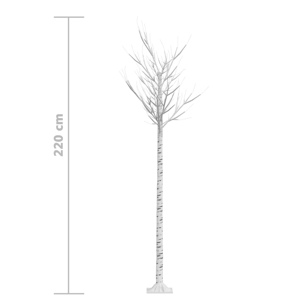 vidaXL Jólatrésskreyting 200 LED Ljós 2,2 m Hlýr Hvítur Innanhúss Úti