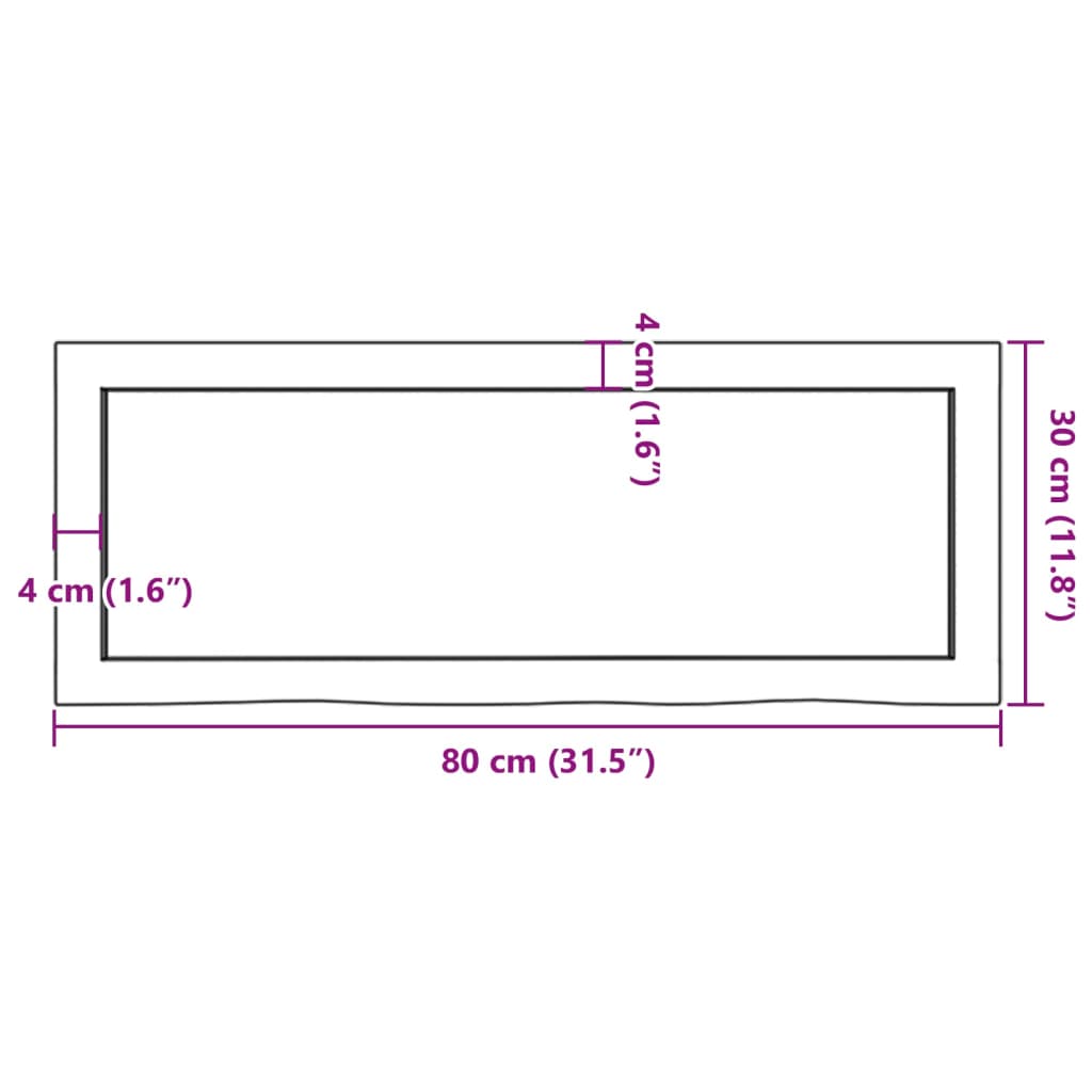 vidaXL Vegghilla Dökkbrún 80x30x(2-4) cm Meðhöndluð Gegnheil Eik