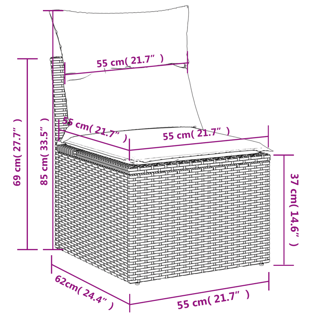 vidaXL 11 Hluta Garðsófasett með Sessum Drapplitað Pólýrattan