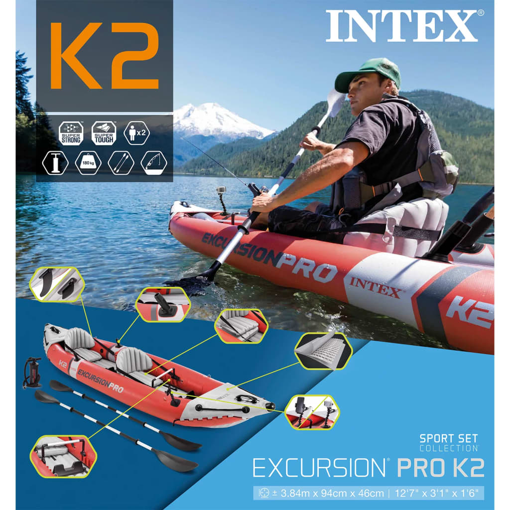 91552 Intex Uppblásanlegur Kajak "Excursion Pro" 384x94x46 cm 68309NP