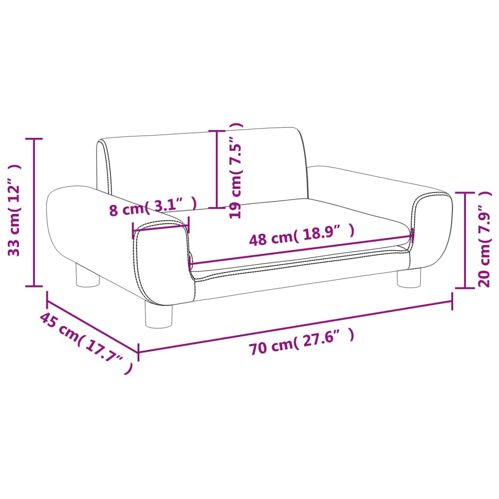 vidaXL Barnasófi Svartur 70x45x33 cm Efni