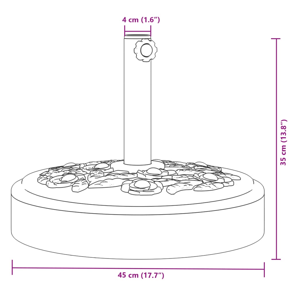 vidaXL Grunnur fyrir Sólhlíf með Ø38/48 mm Stangir 25 kg Hringlaga