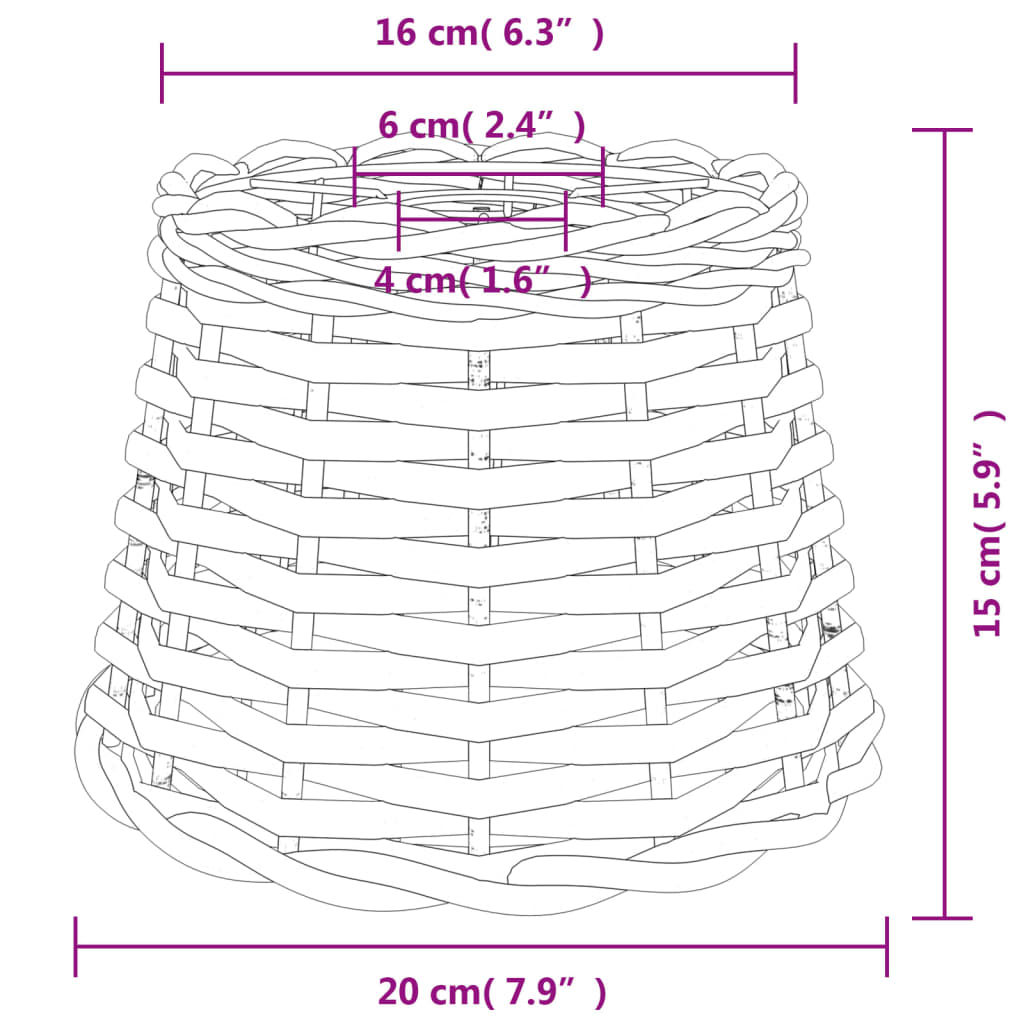 vidaXL Loftlampaskermur Hvítur Ø20x15 cm Víðitág