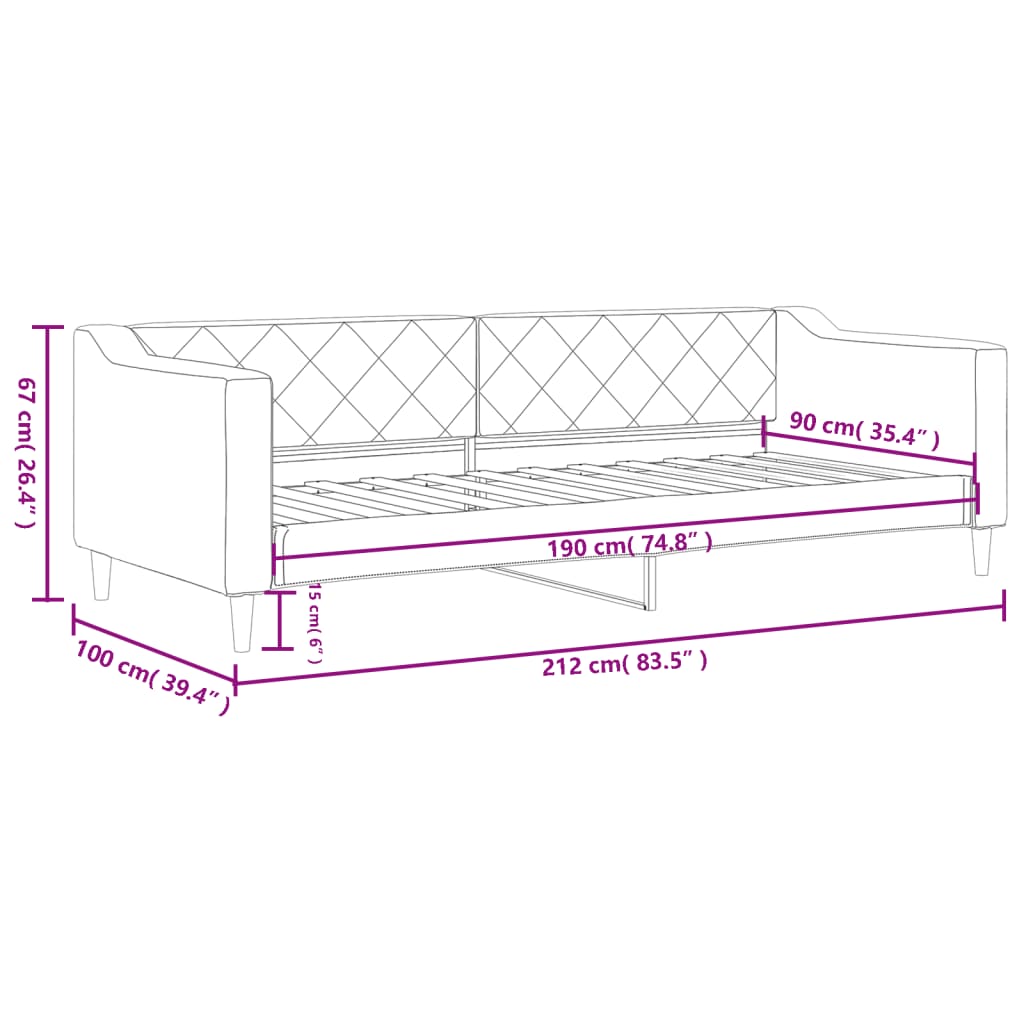 vidaXL Svefnsófi Svartur 90x190 cm Efni