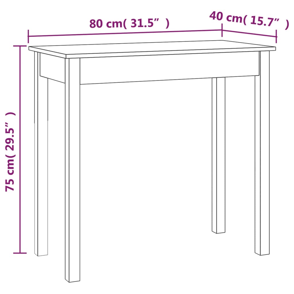 vidaXL Veggborð 80x40x75 cm Gegnheil Fura