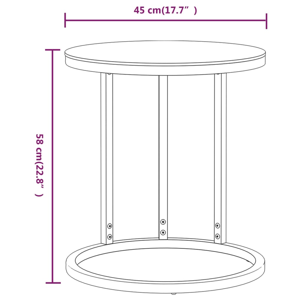 vidaXL Hliðarborð Gyllt og Hvítt Marmari 45 cm Hert Gler