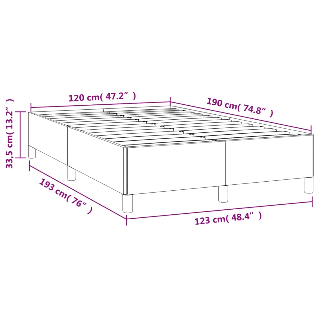 vidaXL Rúmgrind Dökkblár 120x190 cm Flauel