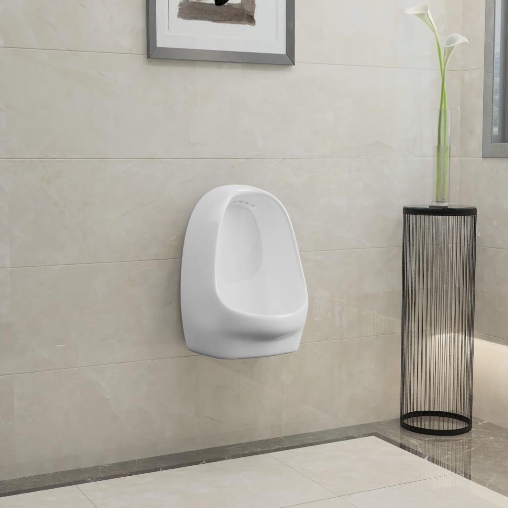 143986 vidaXL Wall Hung Urinal with Flush Valve Ceramic White