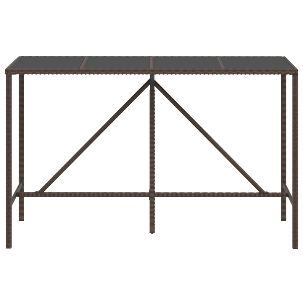 vidaXL Barborð með glerplötu Brúnt 180x70x110 cm Pólýrattan