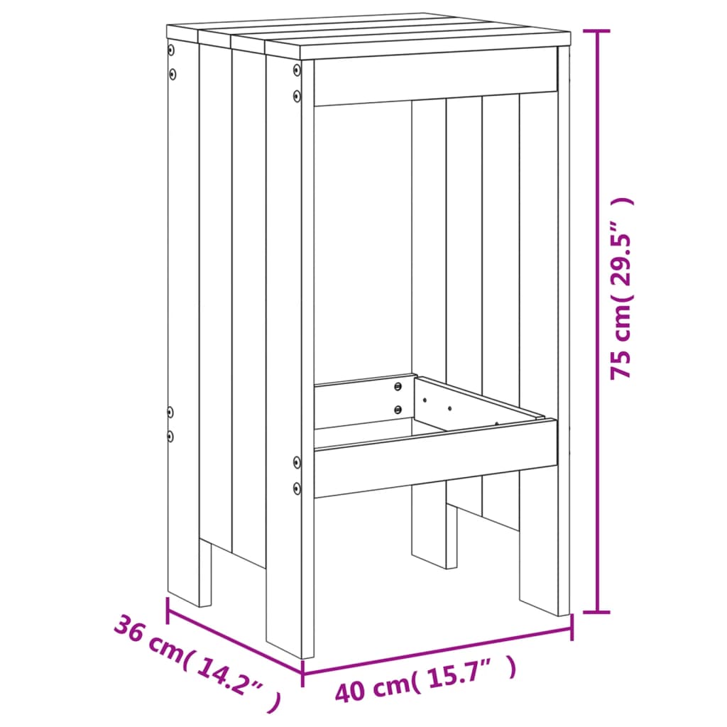 vidaXL Barkollar 2 stk. 40x36x75 cm Gegnheil Fura