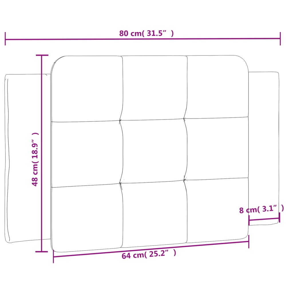 vidaXL Höfðagaflspúði Svartur 80 cm Gervileður