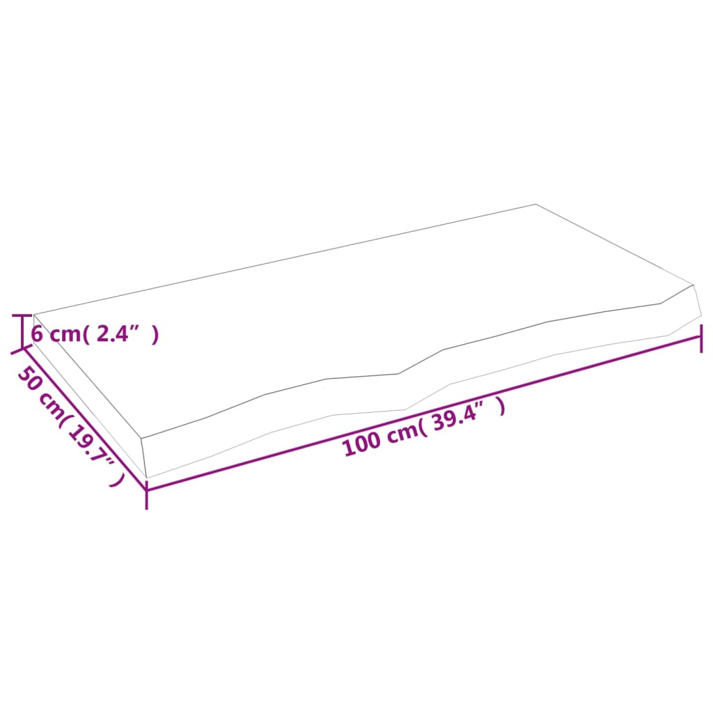 vidaXL Vegghilla Ljósbrún 100x50x(2-6) cm Meðhöndluð Gegnheil Eik