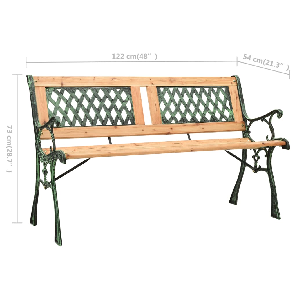 312033 vidaXL Garden Bench 122 cm Cast Iron and Solid Firwood