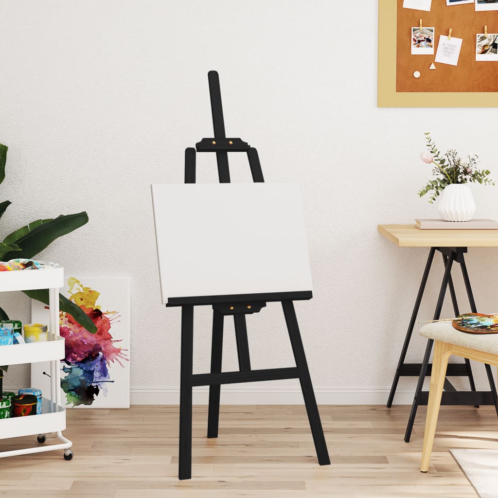 vidaXL Easel Standur Svört 53,5x95x127 cm Gegnheil Fura