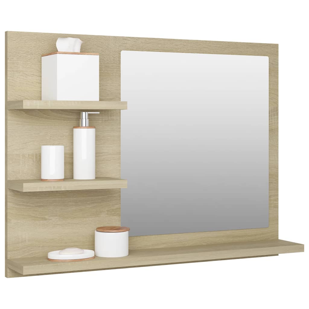 805009 vidaXL Bathroom Mirror Sonoma Oak 60x10,5x45 cm Chipboard