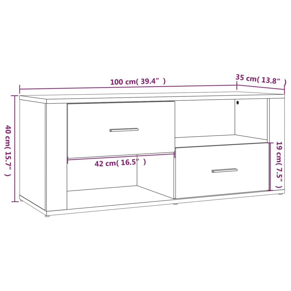 vidaXL Sjónvarpsskápur Grár Sonoma 100x35x40 cm Samsettur Viður