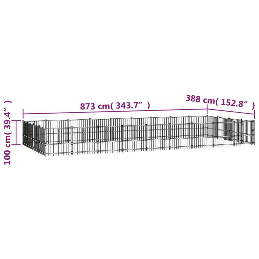 vidaXL úti hundaræktunarstál 33,87 m²