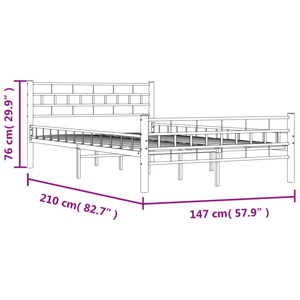 vidaXL Rúmgrind án Dýnu Hvítur 140x200 cm Málmur