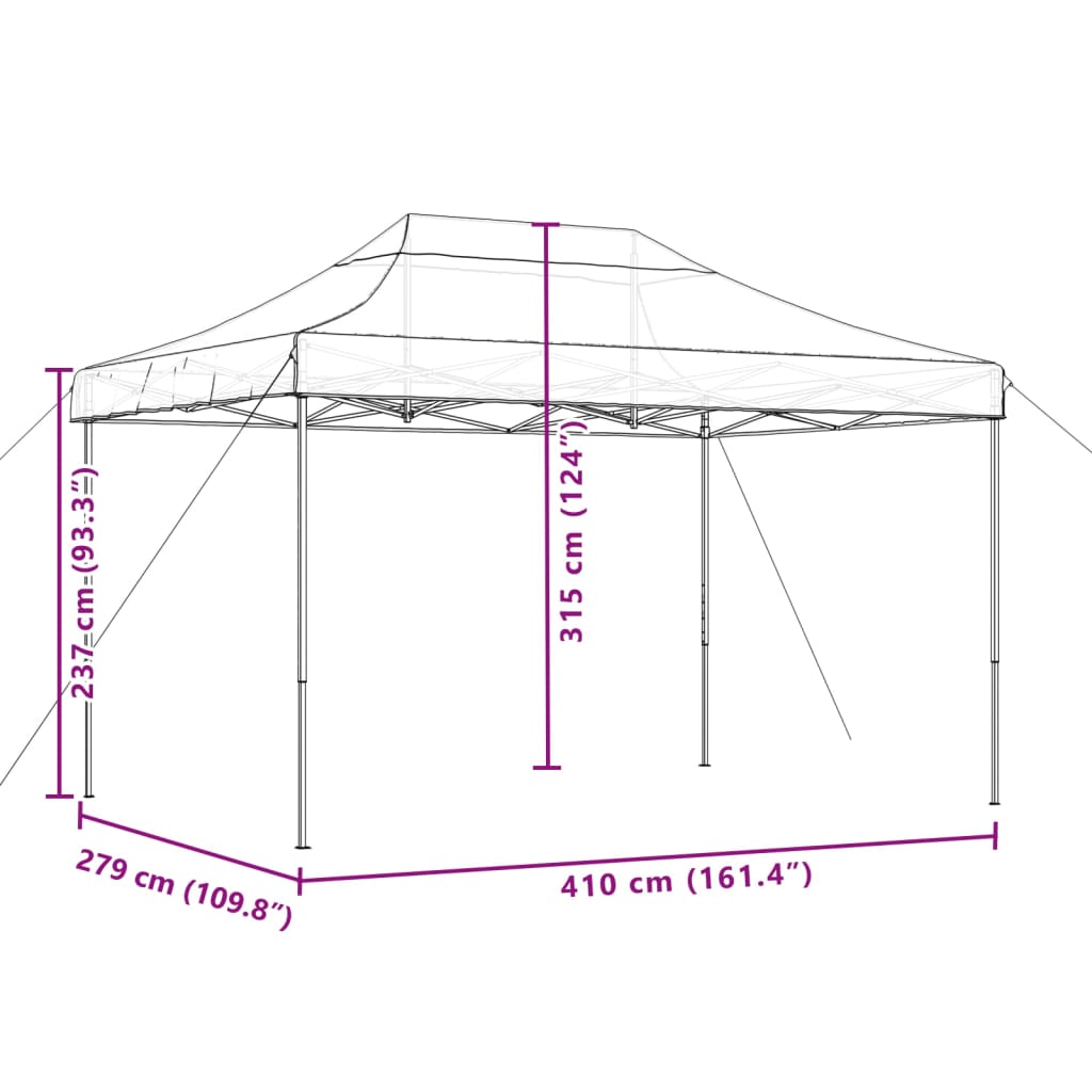 vidaXLSamfellanlegt Veislutjald Pop-Up Svartur 410x279x315 cm