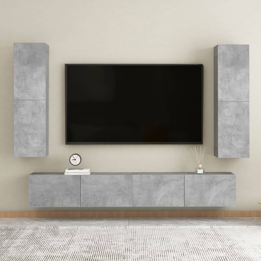 803371 vidaXL TV Cabinets 2 pcs Concrete Grey 30,5x30x110 cm Chipboard