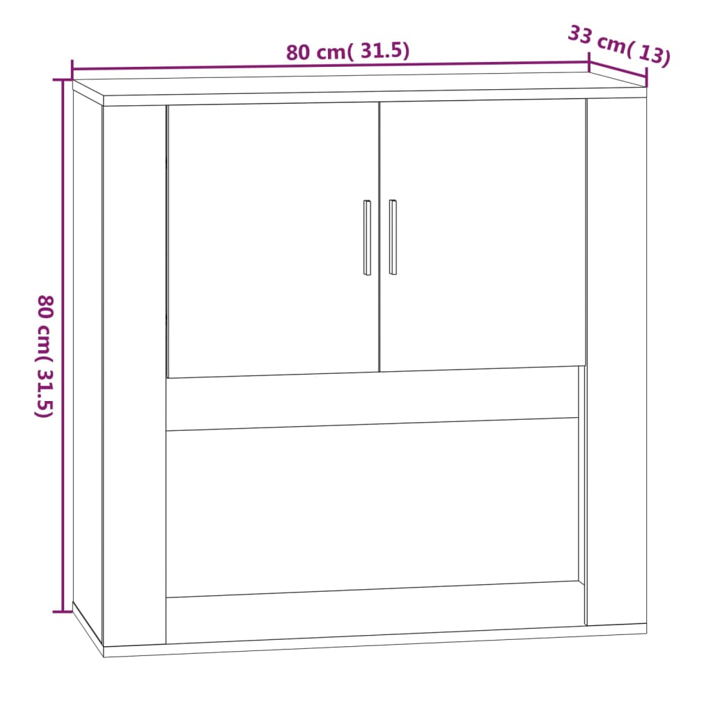 vidaXL Veggfestur Skápur Svartur 80x33x80 cm Samsettur Viður