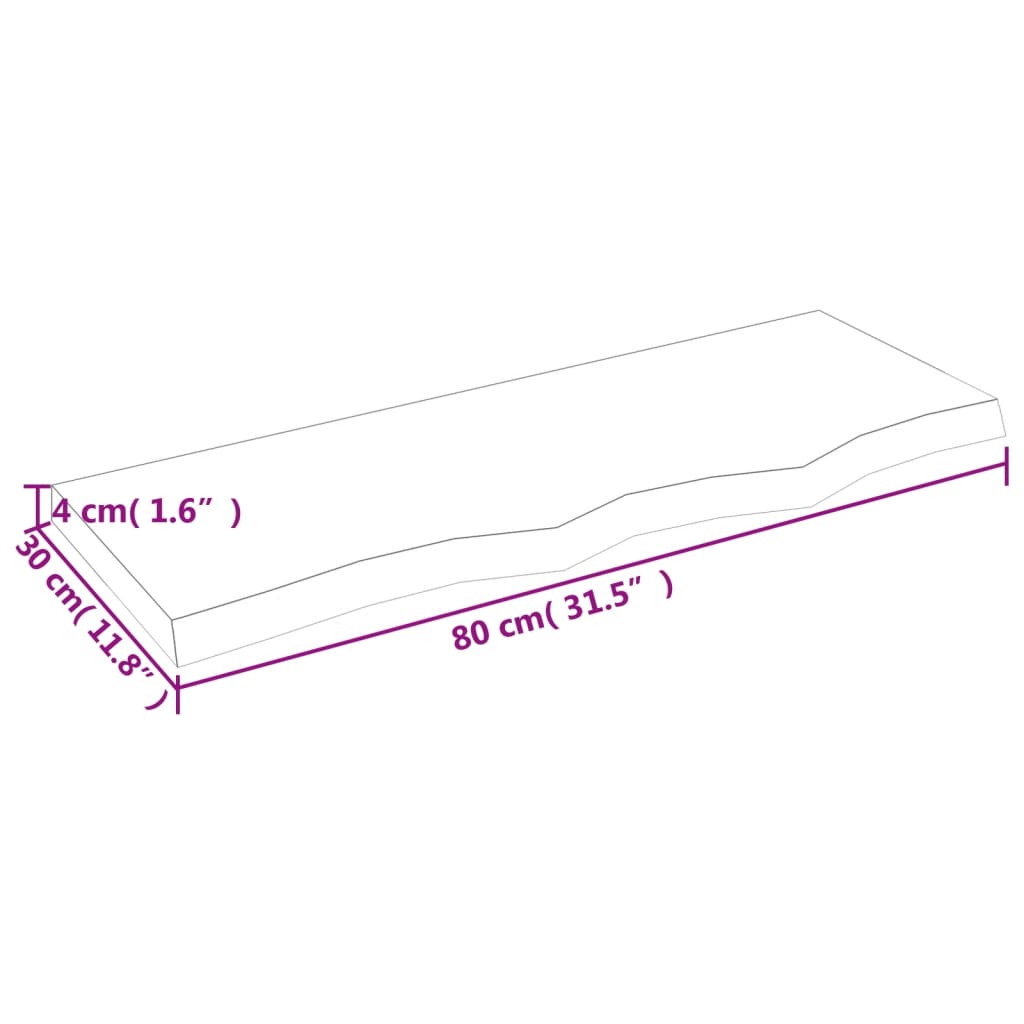 vidaXL Vegghilla Dökkbrún 80x30x(2-4) cm Meðhöndluð Gegnheil Eik