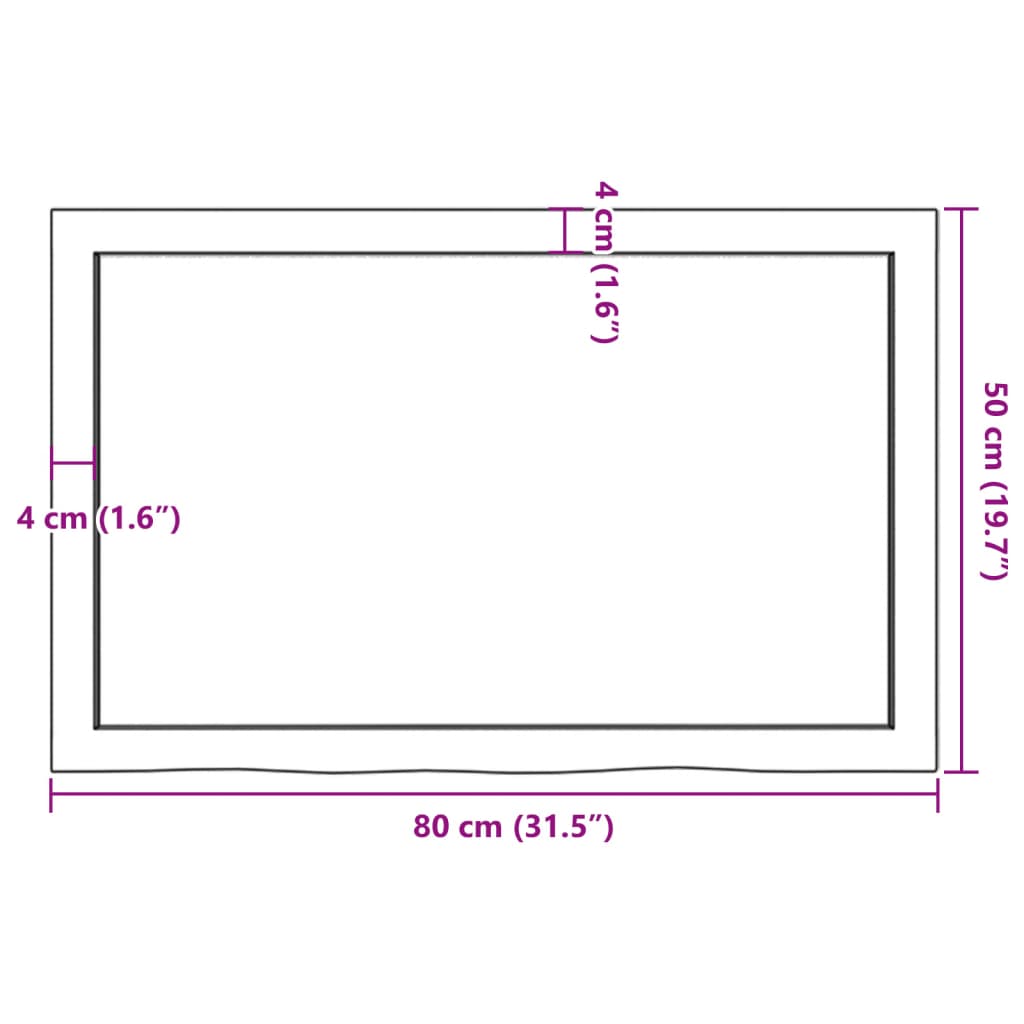 vidaXL Vegghilla Dökkbrún 80x50x(2-6) cm Meðhöndluð Gegnheil Eik