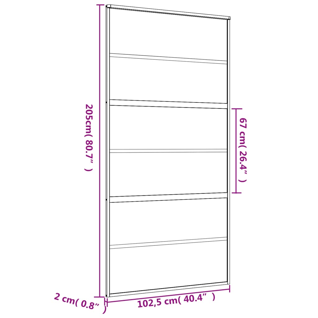 vidaXL Rennihurð Gyllt 102,5x205 cm Glært Hert Gler og Ál